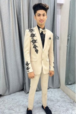 Campbell Simple Khaki Shawl Lapel Appliques Prom Outfit Men Suits Campbell Simple Khaki Shawl Lapel Appliques Prom Outfit Men Suits