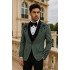 Dave Fancy Dark Green Shawl Lapel Appliques Men Suits