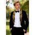 Hardy Fancy Black Velvet Slim Fit Men Suits With Appliques Shawl Lapel