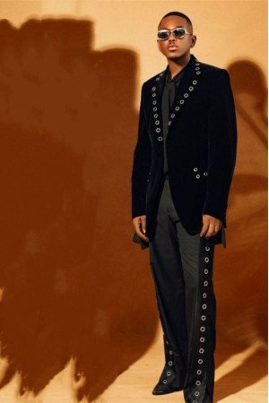 Jaden Modern Black Notched Lapel Velvet Men Suits