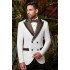 Kennedy Fashion White Jacquard Peaked Lapel Double Breasted Prom Outfits