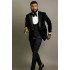 Parker Fancy Black Velvet Peaked Lapel Three Pieces Beadings Men Suits