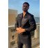 Randolph Chic Black Close Fitting Prom Men Suits With Beadings Peaked Lapel