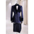 King Newest Navy Blue Peaked Lapel Double Breasted Plaid Men Suits Best Fitted Prom Men Suits