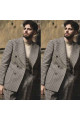 Lester Fashion Gray Peaked Lapel Plaid Men Suits