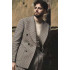Lester Fashion Gray Peaked Lapel Plaid Men Suits