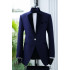 Martin Handsome Dark Blue Notched Lapel Plaid Men Suits For Prom