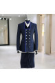 Jensen Fashion Navy Blue Shawl Lapel Jacquard Double Breasted Men Suits For Prom 