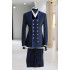 Jensen Fashion Navy Blue Shawl Lapel Jacquard Double Breasted Men Suits For Prom 