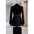 Lester Fashion Black Peaked Lapel Jacquard Double Breasted Men Suits For Prom