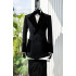 Martin Smart Black Peaked Lapel Double Breasted Jacquard Men Suits For Prom 