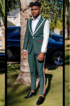 Oscar Trendy Dark Green Peaked Lapel Slim Fit Prom Men Suits Oscar Trendy Dark Green Peaked Lapel Slim Fit Prom Men Suits