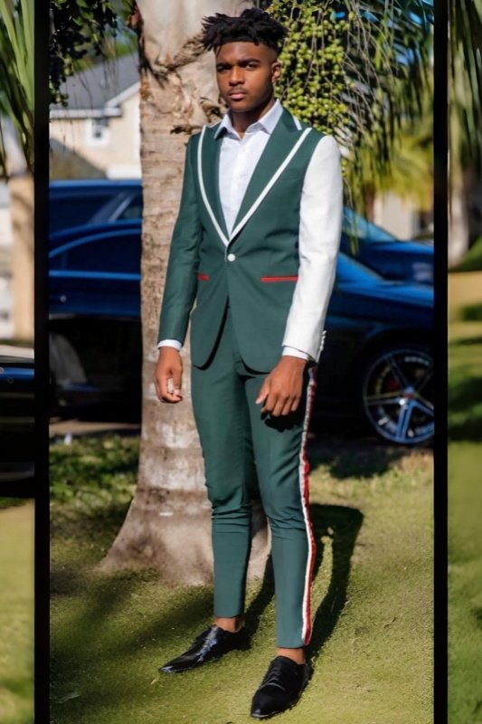 Oscar Trendy Dark Green Peaked Lapel Slim Fit Prom Men Suits