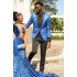 Raymond Handsome Blue Jacquard Shawl Lapel Prom Outfits