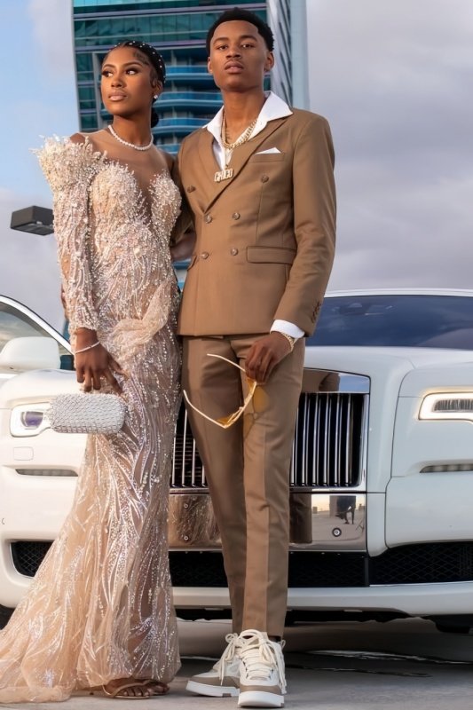 Saxon Smart Khaki Peaked Lapel Double Breasted Men Suits For Prom Saxon Smart Khaki Peaked Lapel Double Breasted Men Suits For Prom