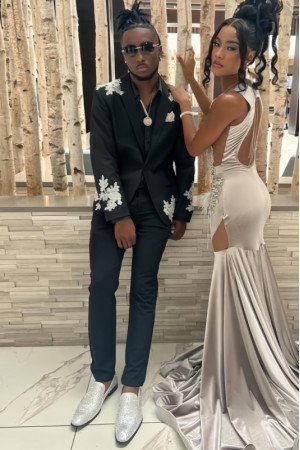 Ted New Arrival Black Notched Lapel Appliques Men Suits Prom Outfits Ted New Arrival Black Notched Lapel Appliques Men Suits Prom Outfits