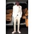 Adair Fahsion Ivory Jacquard Slim Fit Men Suits With Satin Shawl Lapel