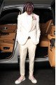 Adair Fahsion Ivory Jacquard Slim Fit Men Suits With Satin Shawl Lapel