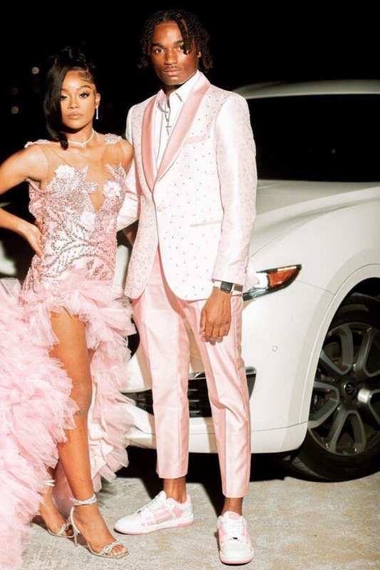 Reed Fancy Pink Jacquard Shawl Lapel Beadings Men Suits Prom Outfits Reed Fancy Pink Jacquard Shawl Lapel Beadings Men Suits Prom Outfits