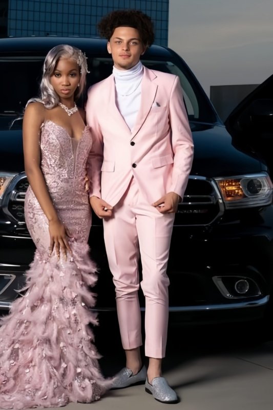 Vic Simple Pink Notched Lapel Slim Fit Prom Men Suits Vic Simple Pink Notched Lapel Slim Fit Prom Men Suits