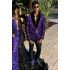 Adam Glamorous Purple Jacquard Shawl Lapel Slim Fit Men Suits