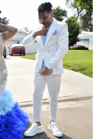 Barnett Fashion White Notched Lapel Beadings Men Suits Prom Outfits Barnett Fashion White Notched Lapel Beadings Men Suits Prom Outfits