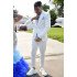 Barnett Fashion White Notched Lapel Beadings Men Suits Prom Outfits