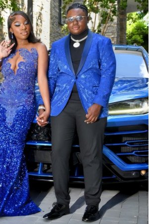 Carlson Blue Jacquard Shawl Lapel Big And Tall Prom Men Suits