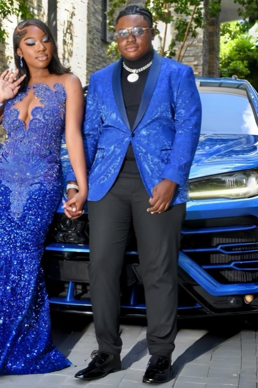 Carlson Blue Jacquard Shawl Lapel Big And Tall Prom Men Suits Carlson Blue Jacquard Shawl Lapel Big And Tall Prom Men Suits