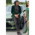 Ivan Simple Dark Green Velvet Shawl Lapel Men Suits Prom Outfits