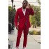 Sean Fancy Red Notched Lapel Appliques Prom Men Suits