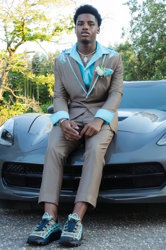 Addison Handsome Gray Notched Lapel Appliques Prom Men Suits