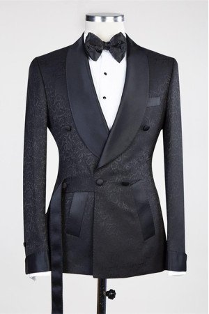 Special Link For Black Jacquard Men Jacket 