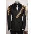Gilbert Black Jacquard Peaked Lapel Double Breasted Appliques Best Fitted Wedding Men Suits