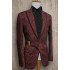 Hayden Fashion Burgundy Jacquard Peaked Lapel Slim Fit Wedding Men Suits