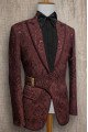 Hayden Fashion Burgundy Jacquard Peaked Lapel Slim Fit Wedding Men Suits Hayden Fashion Burgundy Jacquard Peaked Lapel Slim Fit Wedding Men Suits