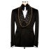 Knox Modern Black Shawl Lapel Double Breasted Wedding Men Suits With Beadings