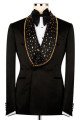 Knox Modern Black Shawl Lapel Double Breasted Wedding Men Suits With Beadings Knox Modern Black Shawl Lapel Double Breasted Wedding Men Suits With Beadings