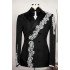 Lionel Fashion Black Jacquard Double Breasted Appliques Wedding Men Suits