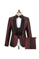 Dana Fashion Burgundy Shawl Lapel Three Pieces Jacquard Wedding Men Suits