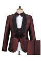 Dana Fashion Burgundy Shawl Lapel Three Pieces Jacquard Wedding Men Suits