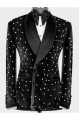 Earl Chic Black Shawl Lapel Velvet Beadings Men Suits