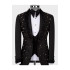 Caesar Handsome Black Shawl Lapel Jacquard Three Pieces Men Suits With Beadings