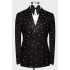 Fabian Fashion Black Peaked Lapel Double Breasted Beadings Men Suits