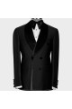 Hal Black Double Breasted Wedding Men Suits With Velvet Shawl Lapel Hal Black Double Breasted Wedding Men Suits With Velvet Shawl Lapel