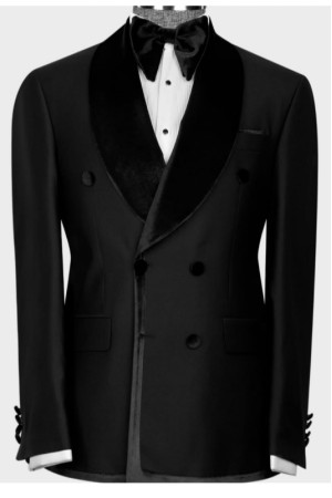 Hal Black Double Breasted Wedding Men Suits With Velvet Shawl Lapel Hal Black Double Breasted Wedding Men Suits With Velvet Shawl Lapel