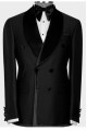 Hal Black Double Breasted Wedding Men Suits With Velvet Shawl Lapel Hal Black Double Breasted Wedding Men Suits With Velvet Shawl Lapel