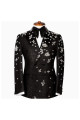 Ian Black Sequins Peaked Lapel Double Breasted Appliques Men Suits Ian Black Sequins Peaked Lapel Double Breasted Appliques Men Suits
