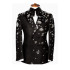 Ian Black Sequins Peaked Lapel Double Breasted Appliques Men Suits