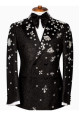 Ian Black Sequins Peaked Lapel Double Breasted Appliques Men Suits Ian Black Sequins Peaked Lapel Double Breasted Appliques Men Suits